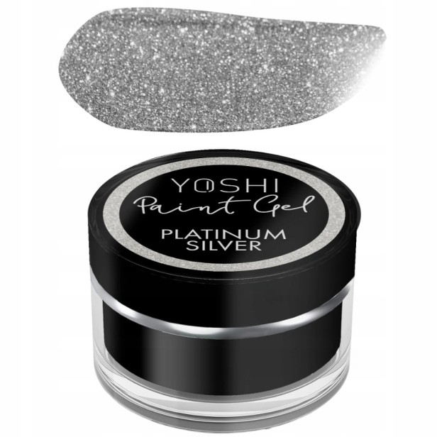 Yoshi Paint Gel UV LED Żel Do Paznokci Zdobień Platinum Silver 5ml