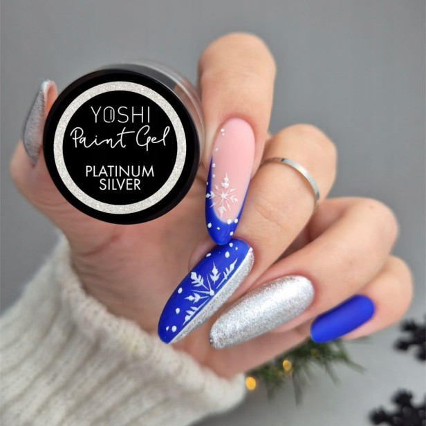Yoshi Paint Gel UV LED Żel Do Paznokci Zdobień Platinum Silver 5ml