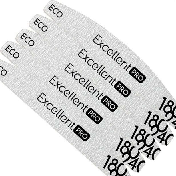 Excellent PRO ECO Pilnik Paznokci Łódka Zebra Uniwersalny 5mm 180/240 10szt