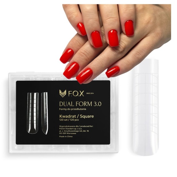 F.O.X FOX Dual Form 3.0 Formy do przedłużania paznokci KWADRAT/SQUARE 120sz