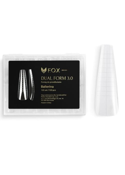 F.O.X FOX Dual Form 3.0 Górne Formy do przedłużania paznokci BALLERINA 120s