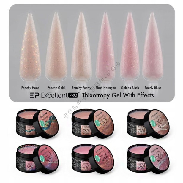 Excellent PRO Żel Budujący Thixo Gel With Effect PEACHY GOLD 50g