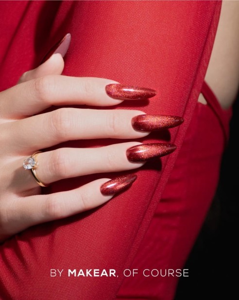 Makear Magnetyczny Lakier Hybrydowy Cat Eye C20 Czerwony Kocie Oko 8ml