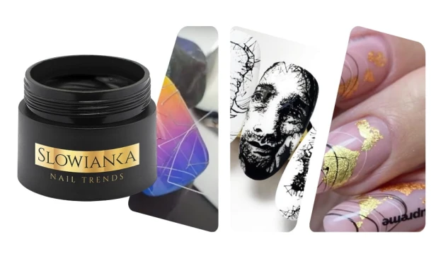 SLOWIANKA Czarny Żel Do Zdobień Paznokci SPIDER HEXA GEL BLACK 5g