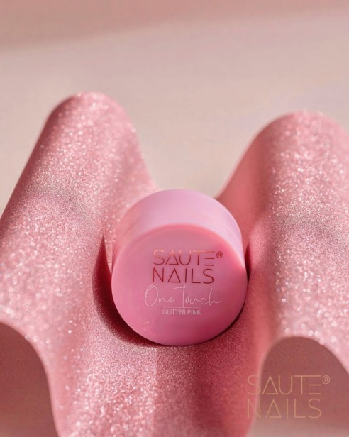 Saute Nails Żel Budujący do paznokci podkładkowy One Touch GLITTER PINK 30g
