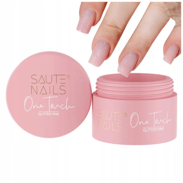 Saute Nails Żel Budujący do paznokci podkładkowy One Touch GLITTER PINK 30g