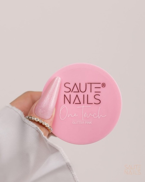 Saute Nails Żel Budujący do paznokci podkładkowy One Touch GLITTER PINK 30g