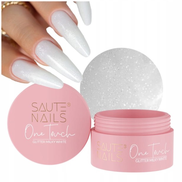 Saute Nails Żel Budujący Tiksotropowy One Touch GLITTEER MILKY WHITE 30g