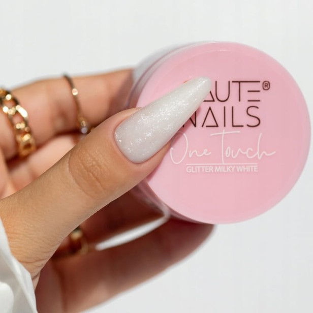 Saute Nails Żel Budujący Tiksotropowy One Touch GLITTEER MILKY WHITE 30g
