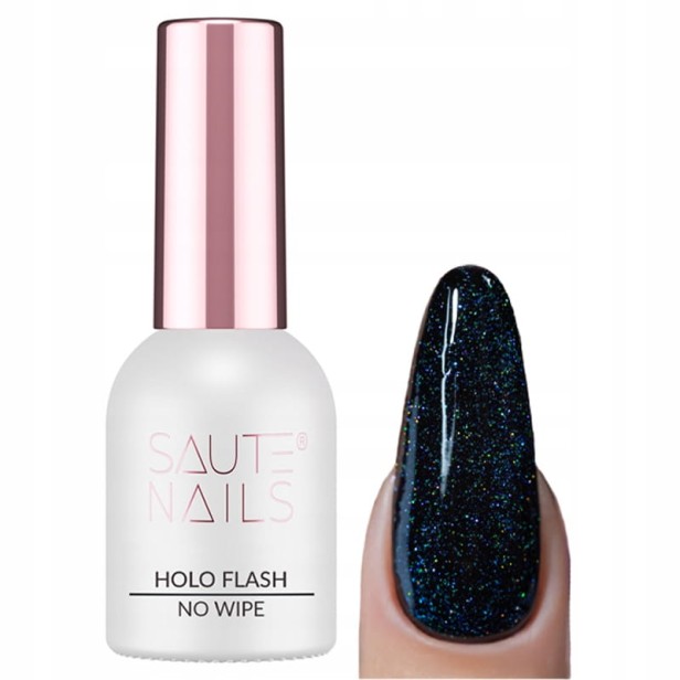 Saute Nails Top Hybrydowy No Wipe z Efektem HOLO FLASH 8ml