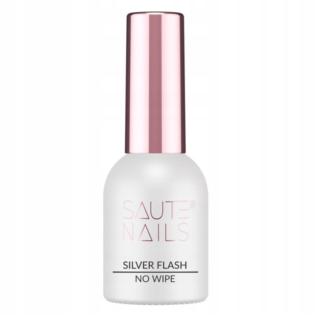 Saute Nails Top Hybrydowy No Wipe z efektem SILVER FLASH 8ml