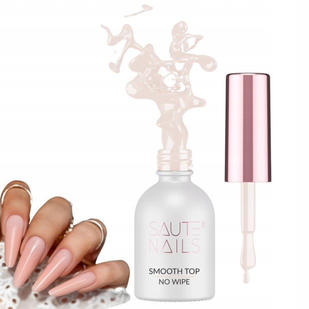 Saute Nails Beżowy Top No Wipe Top SMOOTH 8ml