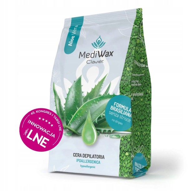 Clavier Wosk twardy dropsy do depilacji MediWax ALOE VERA 1000g