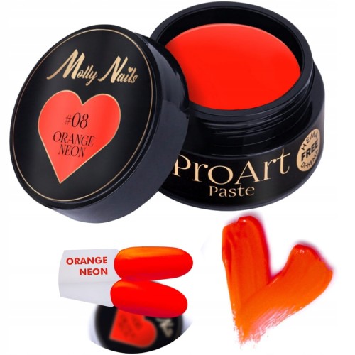 Molly Nails Pro Art pasta do zdobień pomarańczowa #08 ORANGE NEON 5g