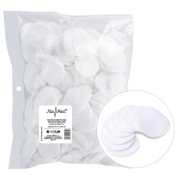 1000x Płatki kosmetyczne waciki higieniczne bawełniane okrągłe 500g