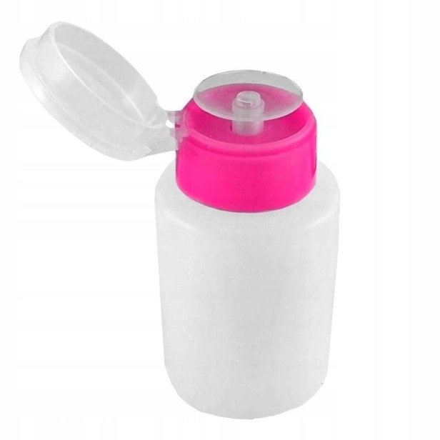 Allepaznokcie Dozownik z pompką na płyny - Cleaner, Aceton - różowy 150ml