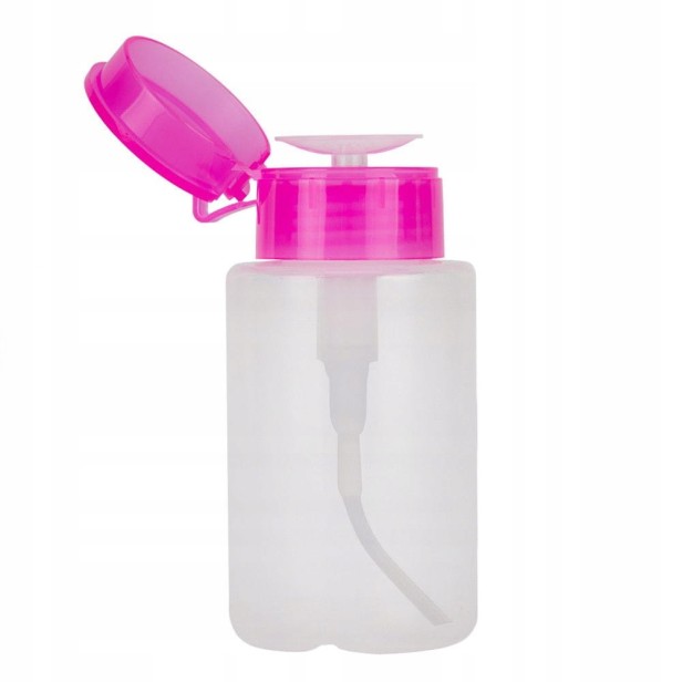 Allepaznokcie Dozownik z pompką na płyny - Cleaner, Aceton - różowy 150ml