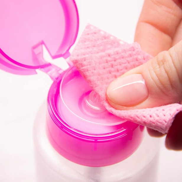 Allepaznokcie Dozownik z pompką na płyny - Cleaner, Aceton - różowy 150ml