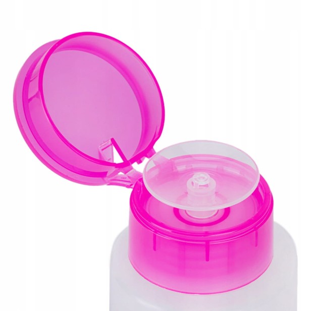 Allepaznokcie Dozownik z pompką na płyny - Cleaner, Aceton - różowy 150ml