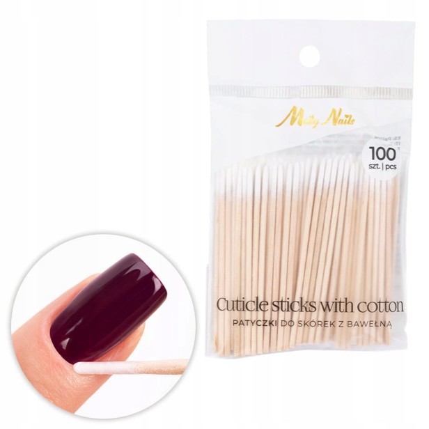 Molly Nails Patyczki do skórek z bawełną 100szt