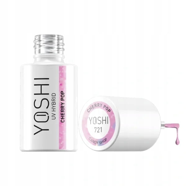 Yoshi Lakier Hybrydowy Candy Shop 721 CHERRY POP Róż z Drobinami Brokat 6ml