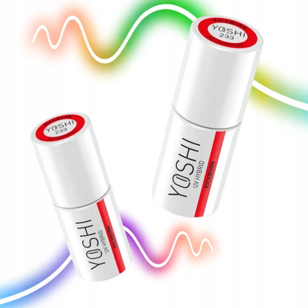 Yoshi Lakier Hybrydowy UV/LED Hybrid 233 Kickburn NEON Czerwony Red 6ml