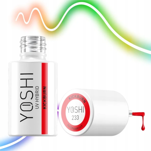 Yoshi Lakier Hybrydowy UV/LED Hybrid 233 Kickburn NEON Czerwony Red 6ml