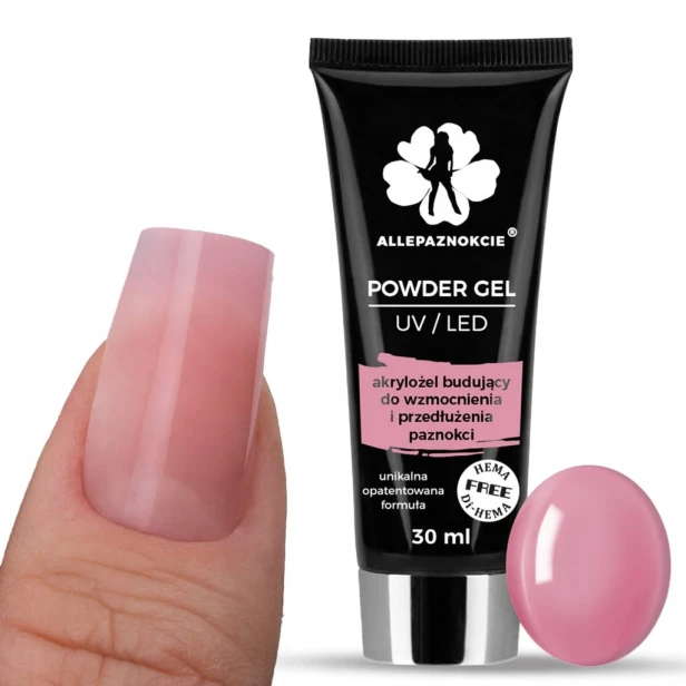 Allepaznokcie Powder gel akrylożel HEMA/Di-HEMA free FRENCH PINK 30g