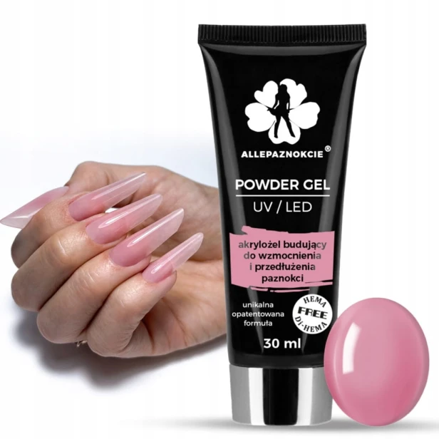 Allepaznokcie Powder gel akrylożel HEMA/Di-HEMA free FRENCH PINK 30g