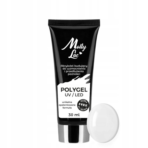 MollyLac Polygel akrylożel żel budujący do przedłużania paznokci WHITE 30ml