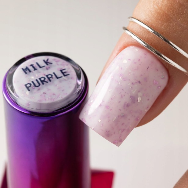 Molly Lac Baza Hybrydowa Do Paznokci Flakes Milk&Purple Mleczna 10g