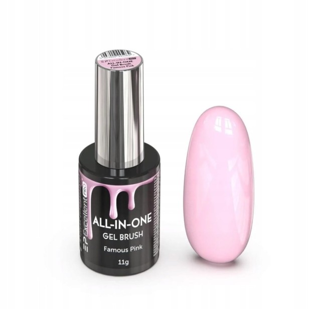 Excellent PRO Żel Budujący ALL-IN-ONE Gel Brush FAMOUS PINK 11g