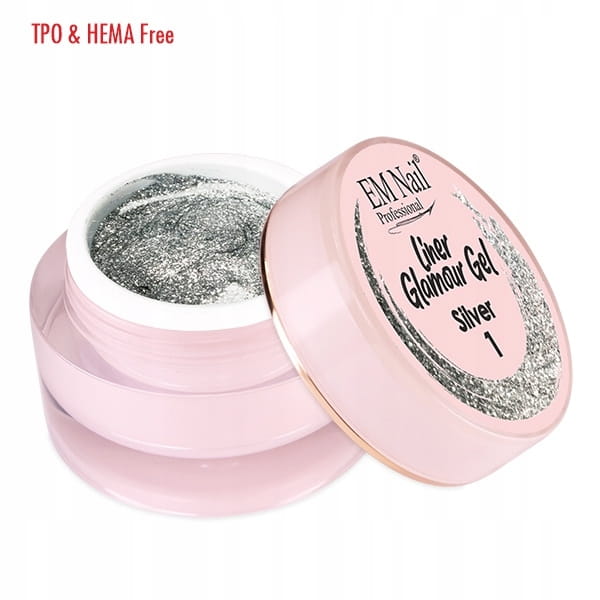 EM Nail Żel do zdobień Liner Glamour Gel nr 1 SILVER 5ml