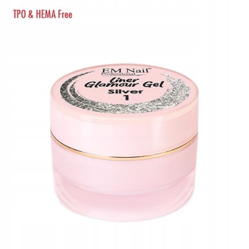 EM Nail Żel do zdobień Liner Glamour Gel nr 1 SILVER 5ml