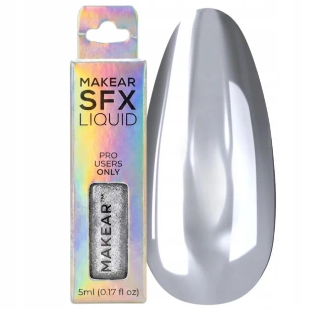 Makear SFX Pyłek w Płynie do paznokci Chrome Silver srebrna tafla BC01 5ml