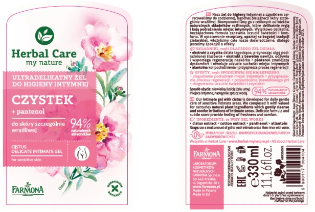 Farmona Herbal Care Ultradelikatny żel do higieny intymnej CZYSTEK 330ml