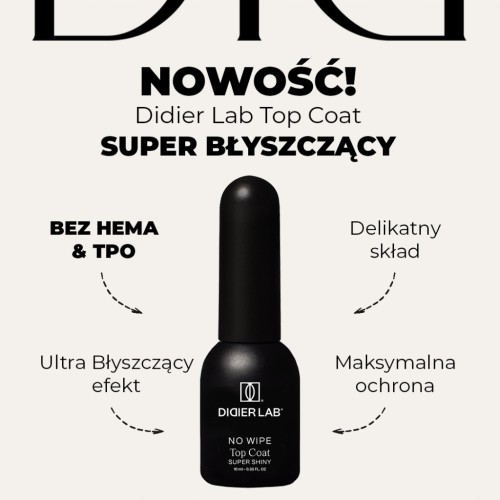 Didier Lab Top Coat No Wipe Super Shiny HEMA&TPO free 10ml