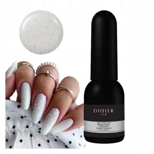 Didier Lab Baza Kauczukowa z drobinkami Foil Rubber Base SMOKY WHITE 10ml