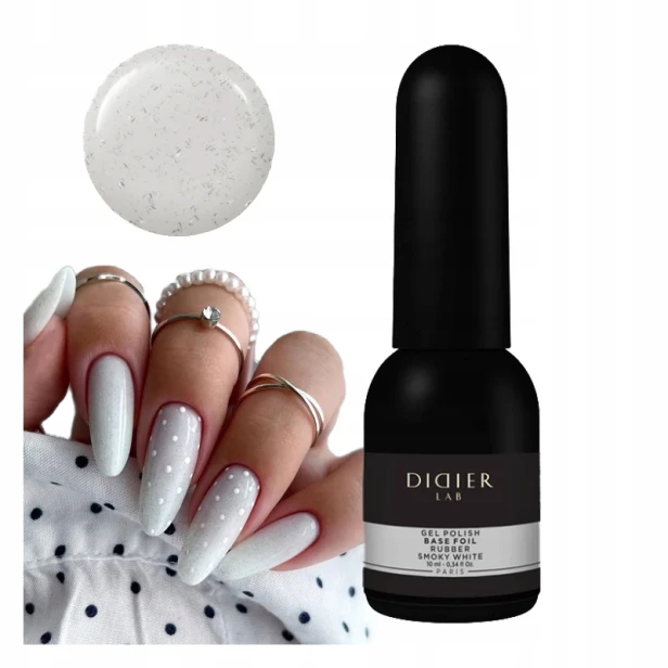 Didier Lab Baza Kauczukowa z drobinkami Foil Rubber Base SMOKY WHITE 10ml