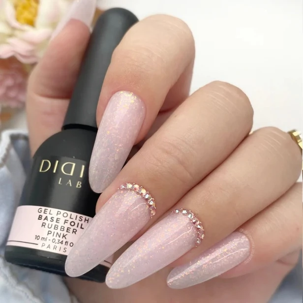 Didier Lab Baza Kauczukowa z drobinkami Foil Rubber Base Coat PINK 10ml