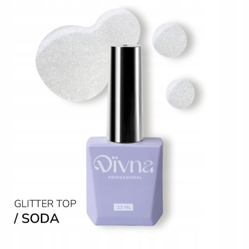 DIVNA Top Hybrydowy Top No Wipe z drobinkami TOP SODA 13ml
