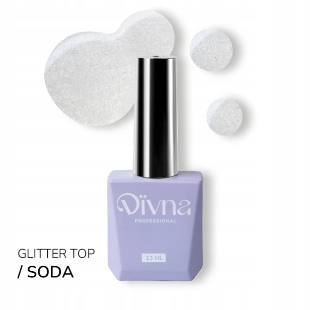 DIVNA Top Hybrydowy Top No Wipe z drobinkami TOP SODA 13ml