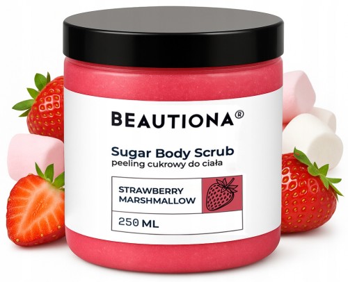 Beautiona Peeling cukrowy do ciała truskawka Strawberry Marshmallow 250ml