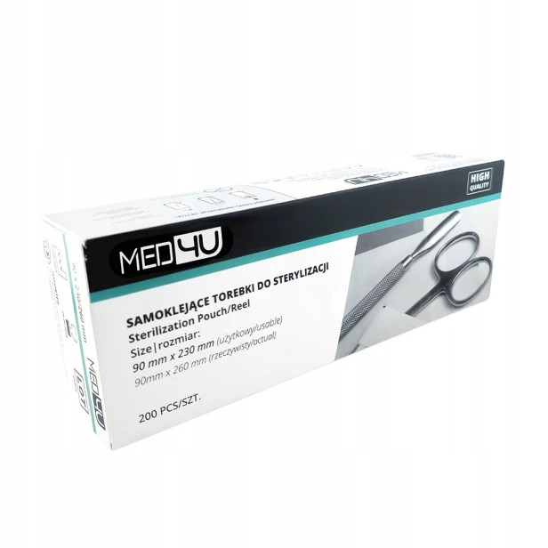 Med4U Samoklejące Torebki do sterylizacji papierowo-foliowe 90x230mm 200szt