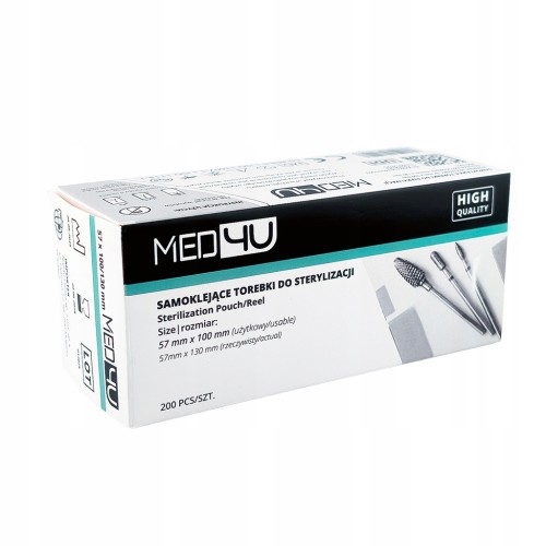 Med4U Samoklejące Torebki do sterylizacji papierowo-foliowe 57x100mm 200szt