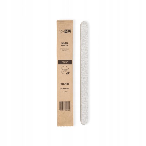 Nail4U Pilnik Slim drewniany NATURAL PROSTY gradacja 100/180 50szt