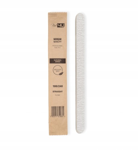 Nail4U Pilnik Slim drewniany NATURAL PROSTY gradacja 180/240 50szt