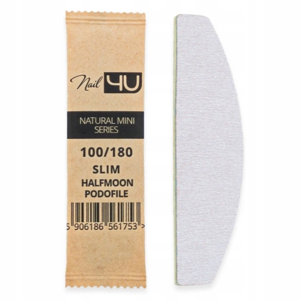 NAIL4U Pilnik do paznokci MINI Podofile ŁÓDKA Slim Halfmoon 100/180 50szt