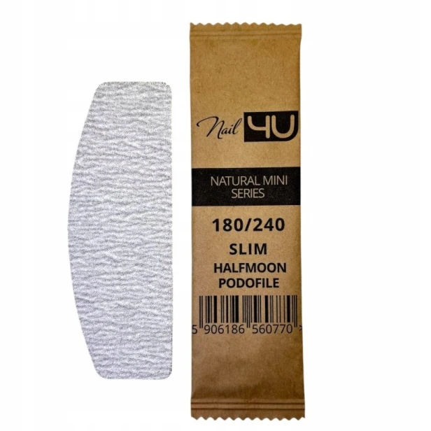 NAIL4U Pilnik do paznokci MINI Podofile ŁÓDKA Slim Halfmoon 180/240 50szt