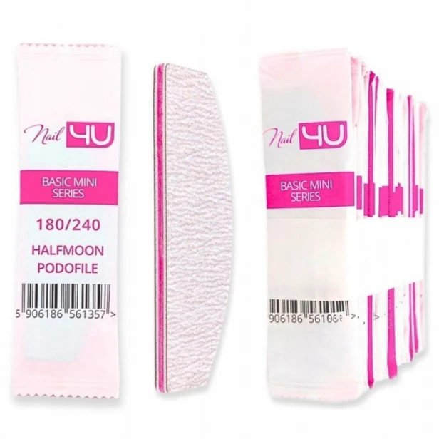 NAIL4U Pilnik do paznokci MINI Podofile ŁÓDKA HALFMOON 180/240 25szt
